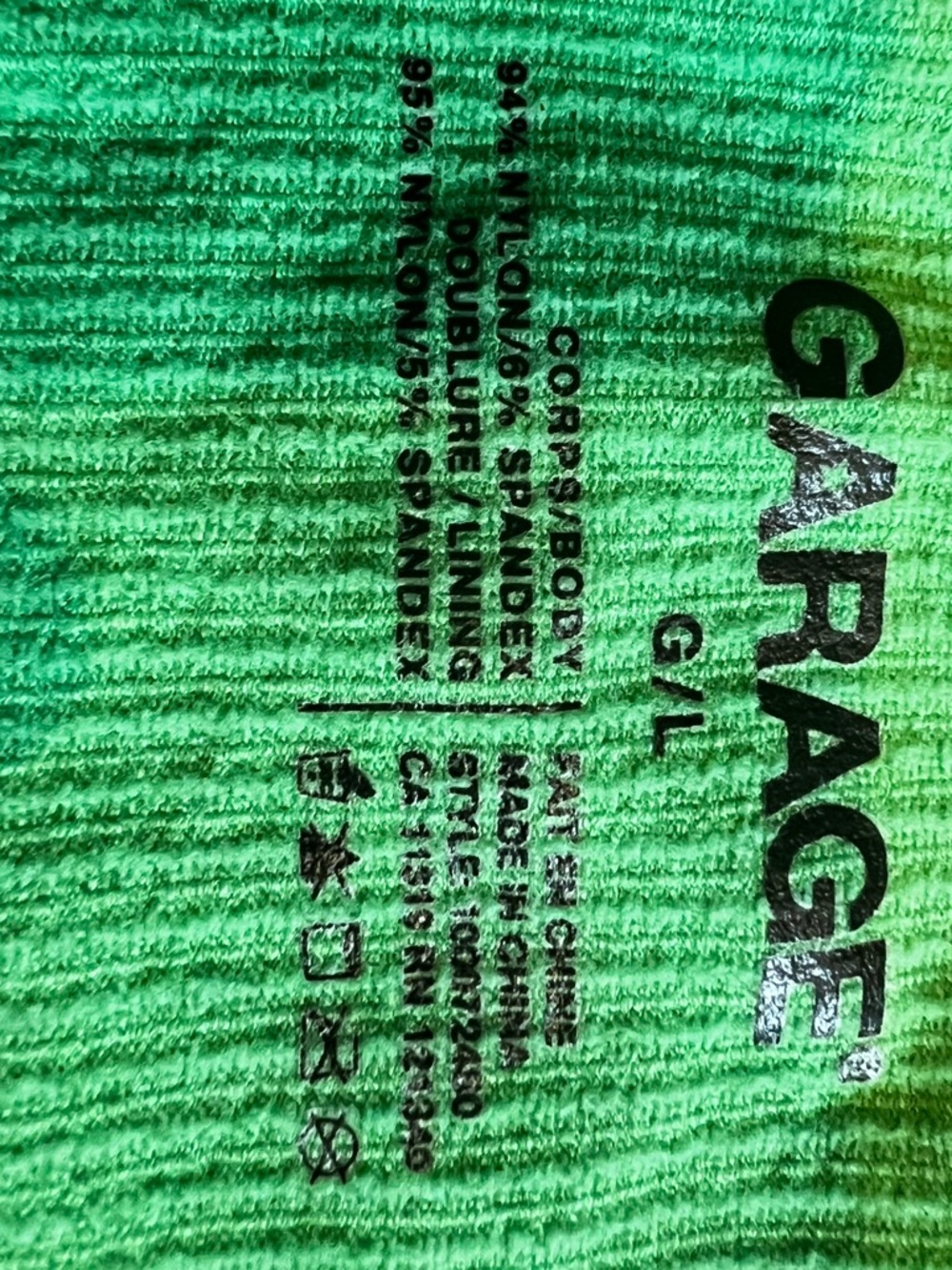 Garage Green Ribbed Cropped Tank - Picture 3 of 3
